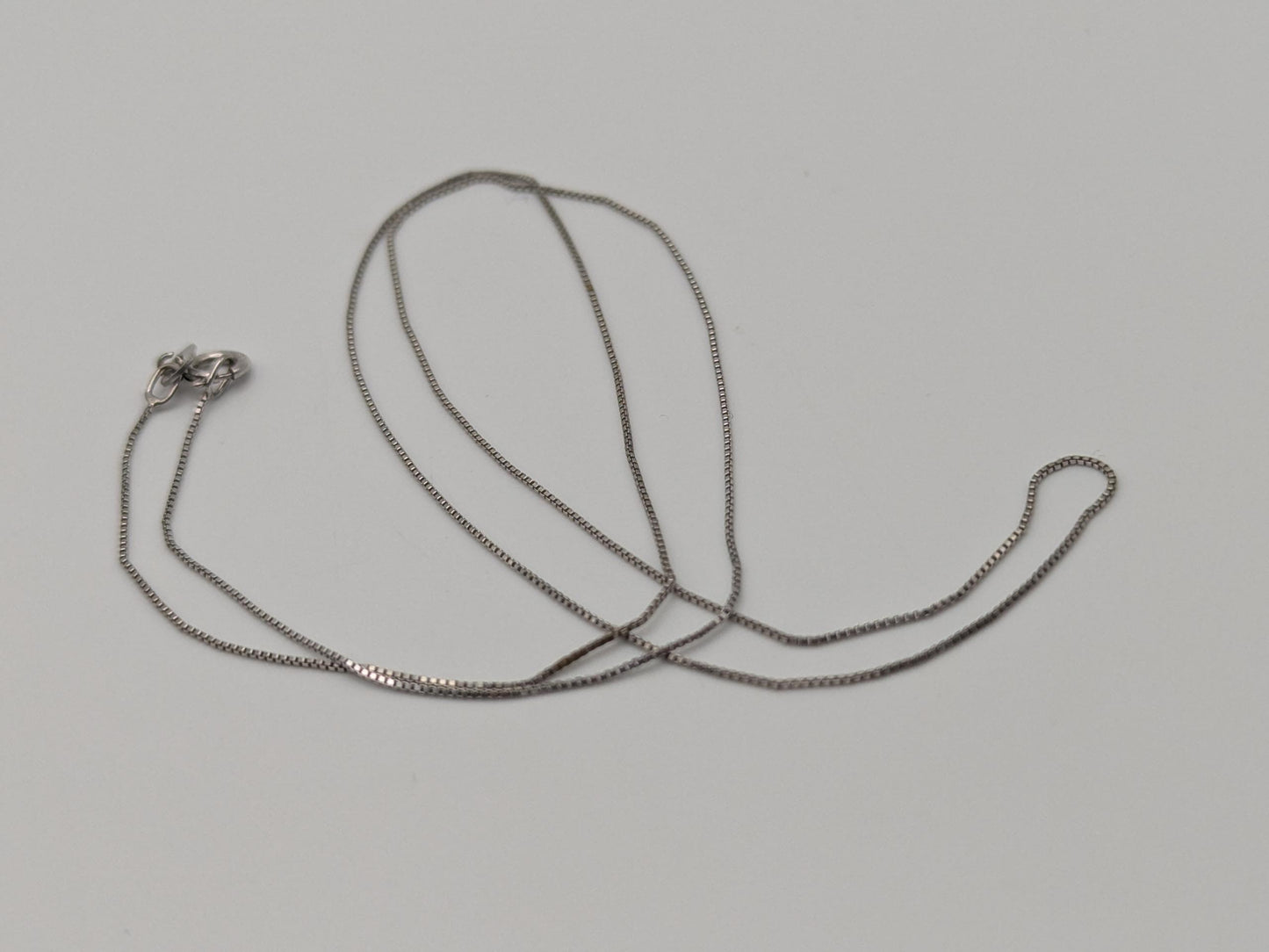 10k Whtie Gold Box Chain Necklace 18inch Box Chain Vintage Italian Box Chain.