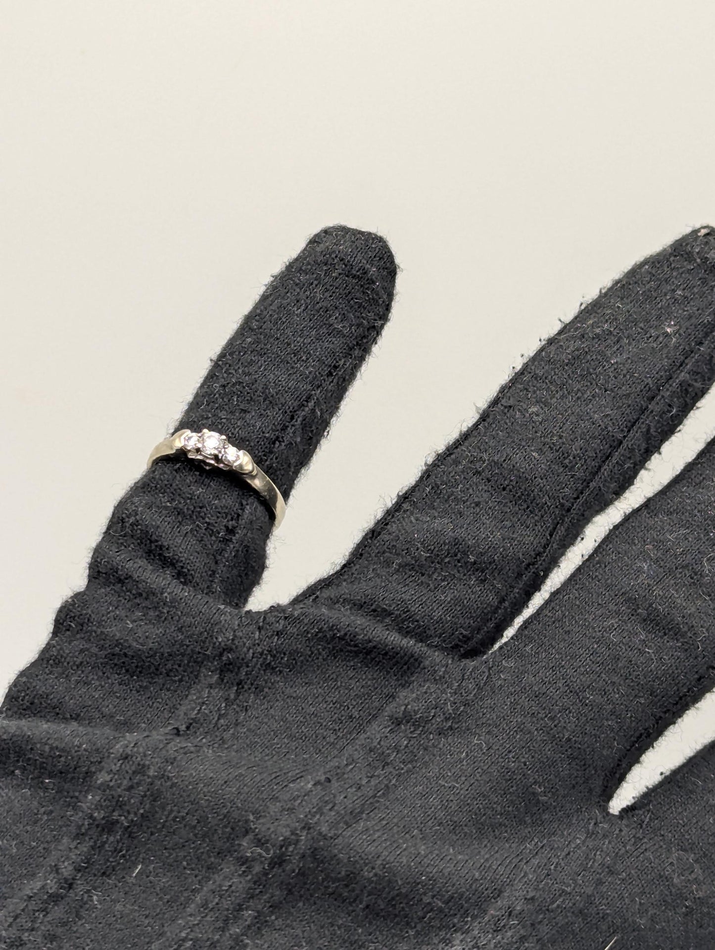 14K White Gold Triple Diamond Ring Engagement Ring. Promise Ring.