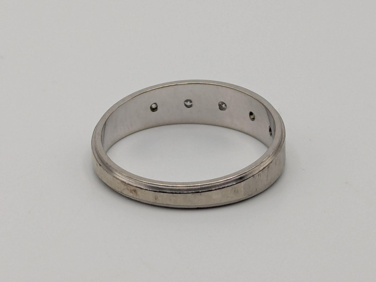14k White Gold Diamond Mens Channel Set Half Wedding Band Anniversary Ring