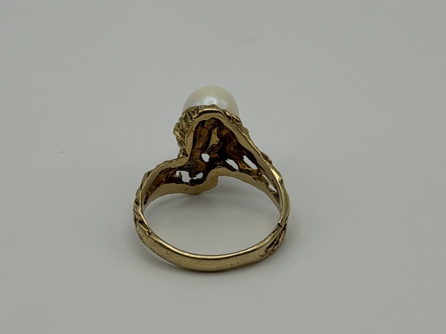 14k Yellow Gold Vintage Pearl Ring Cocktail Ring Statement Ring