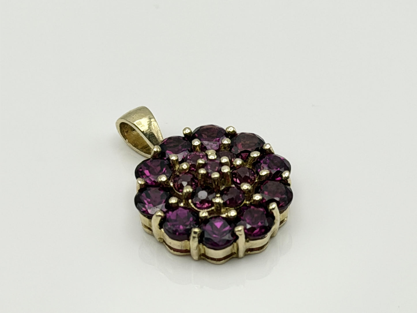10k Gold Pink Tourmaline Cluster Pendant Floral Design w/ Gold Filled 18k Chain