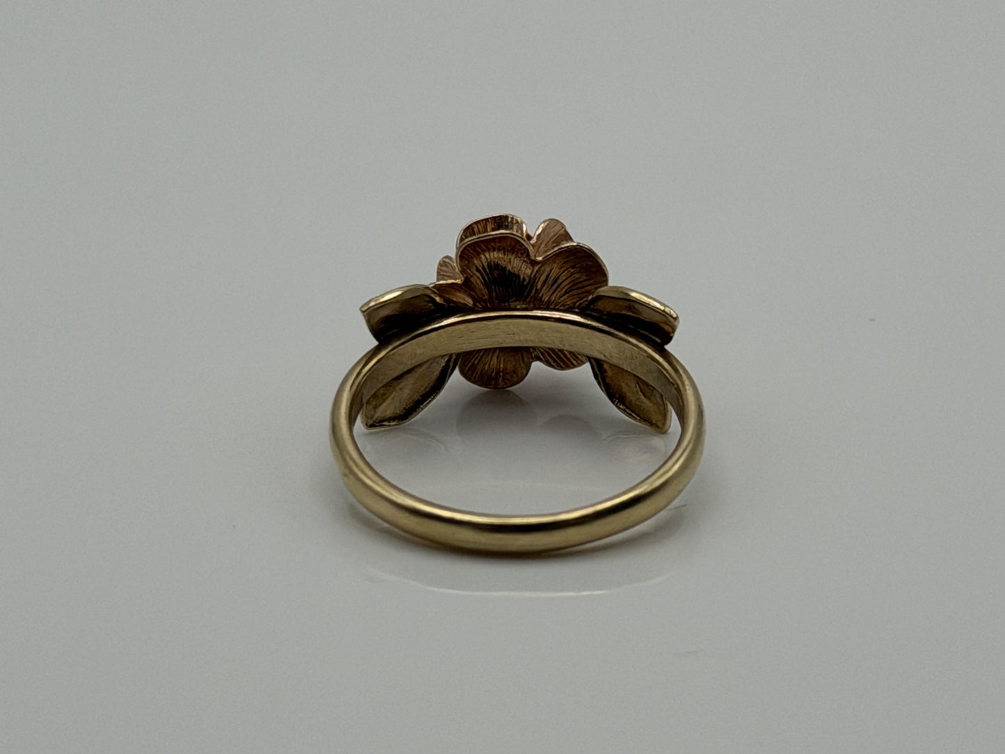 14k Two-Tone Gold Rose Ring Floral Flower Love Ring.