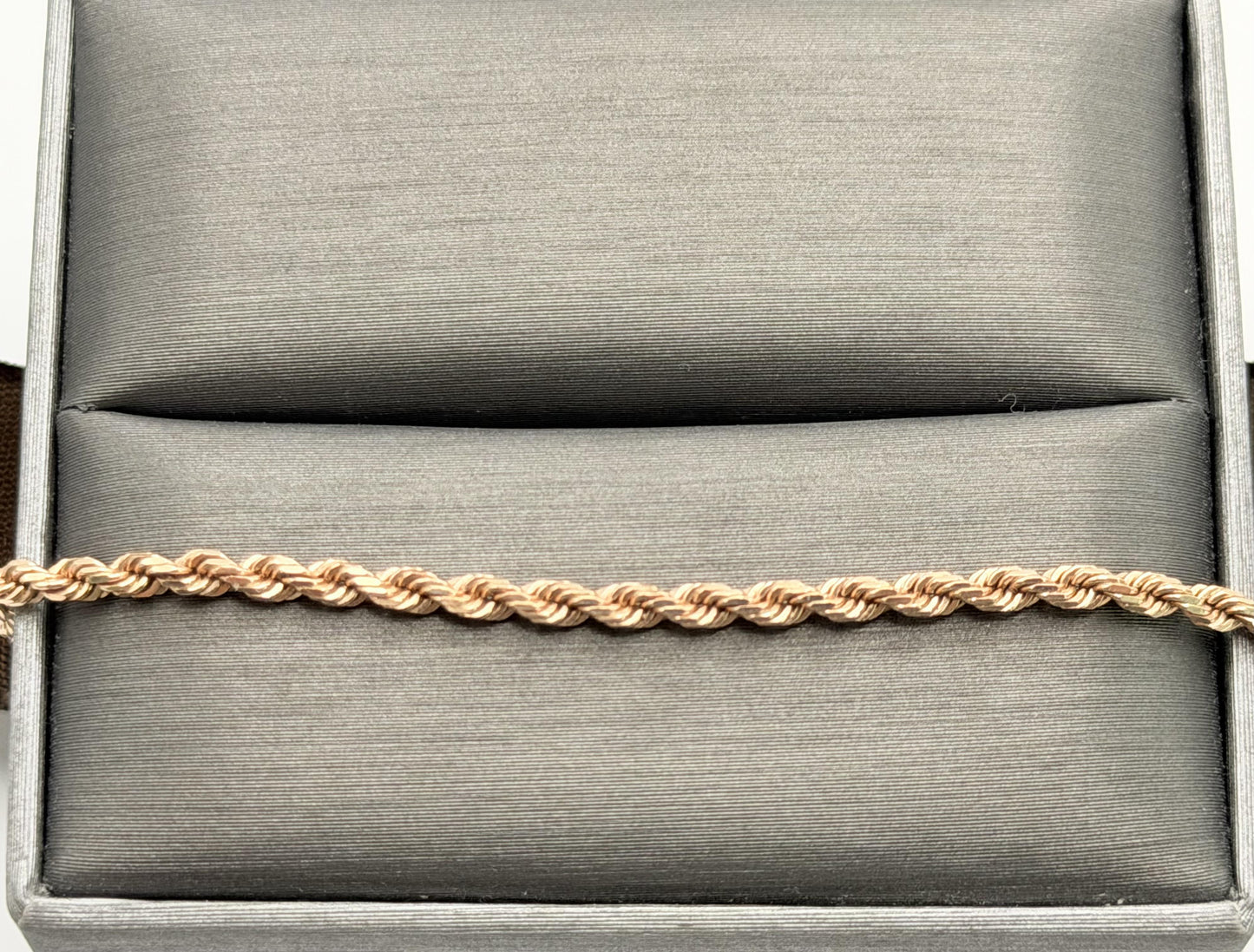 14k Solid Rose Gold Rope Bracelet 7"
