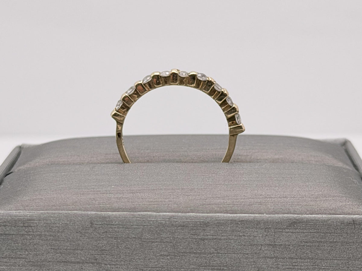 Vintage 14K Yellow Gold Cubic Zirconia Half Eternity Band Ring