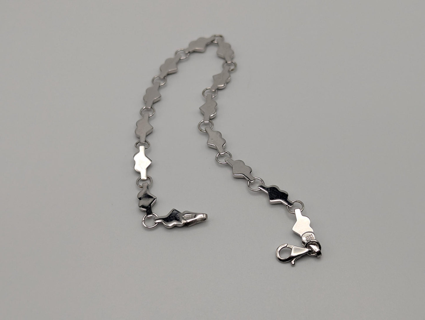 10k Heart White Solid Gold Love Bracelet 7" Gold Heart Bracelet Chain