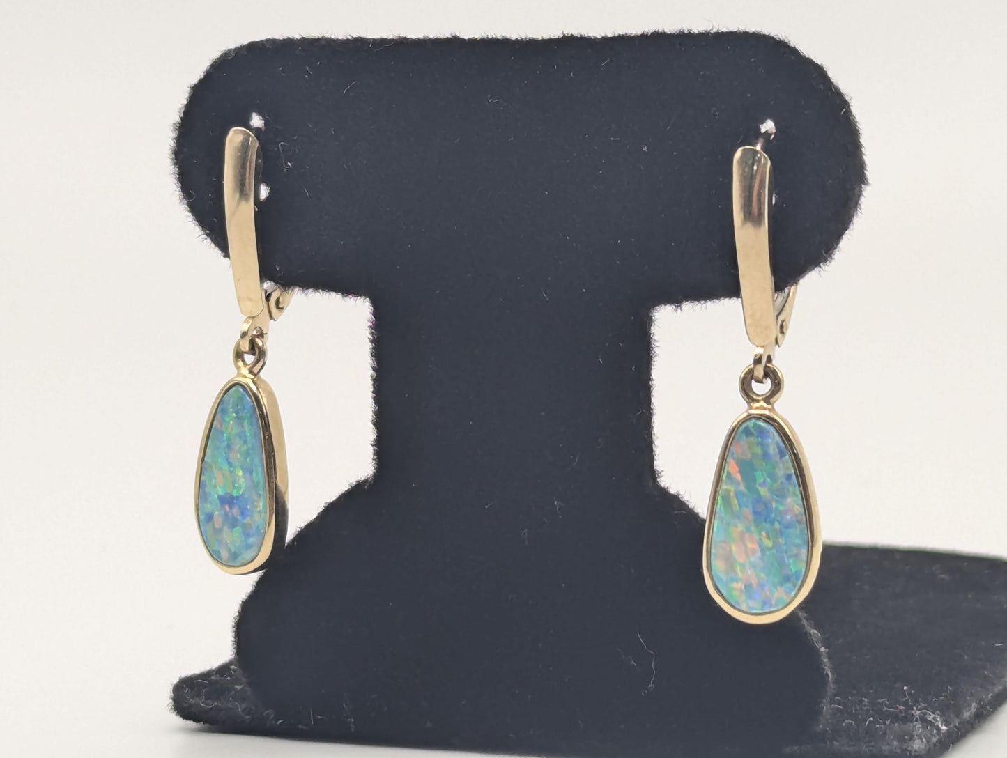 14K Yellow Gold Opal Drop Dangle Earrings Opal Earrings Earrings