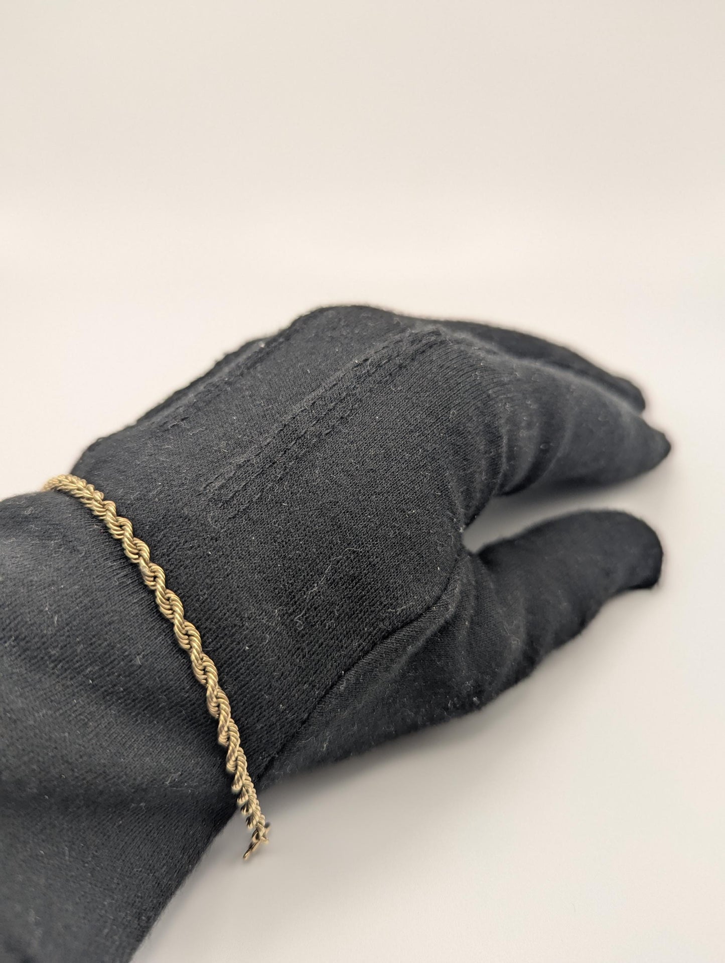 Italy 14k Yellow Gold 3.2 mm Twisted Rope 7.5" Bracelet Chain Classic Gold Rope Chain