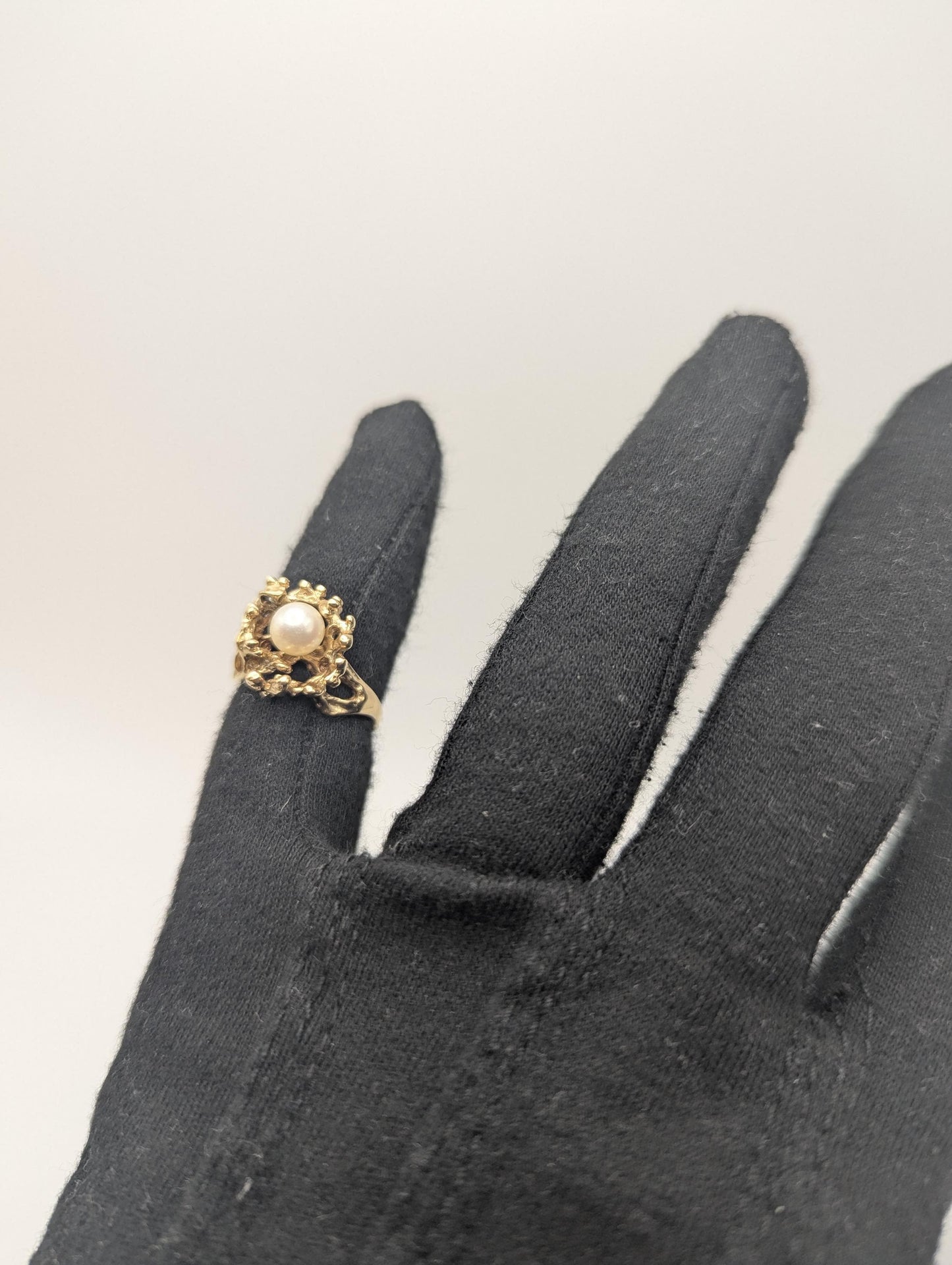 14k Yellow Gold Vintage Pearl Nugget Cluster Ring Cocktail Statement Vintage Ring.