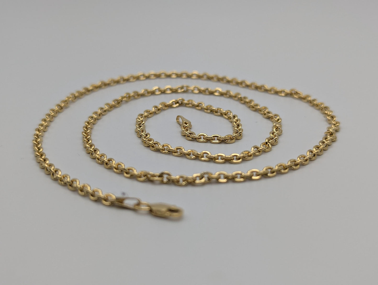 14k Yellow Gold Chain Link Necklace Yellow Gold Round Link Chain 24"