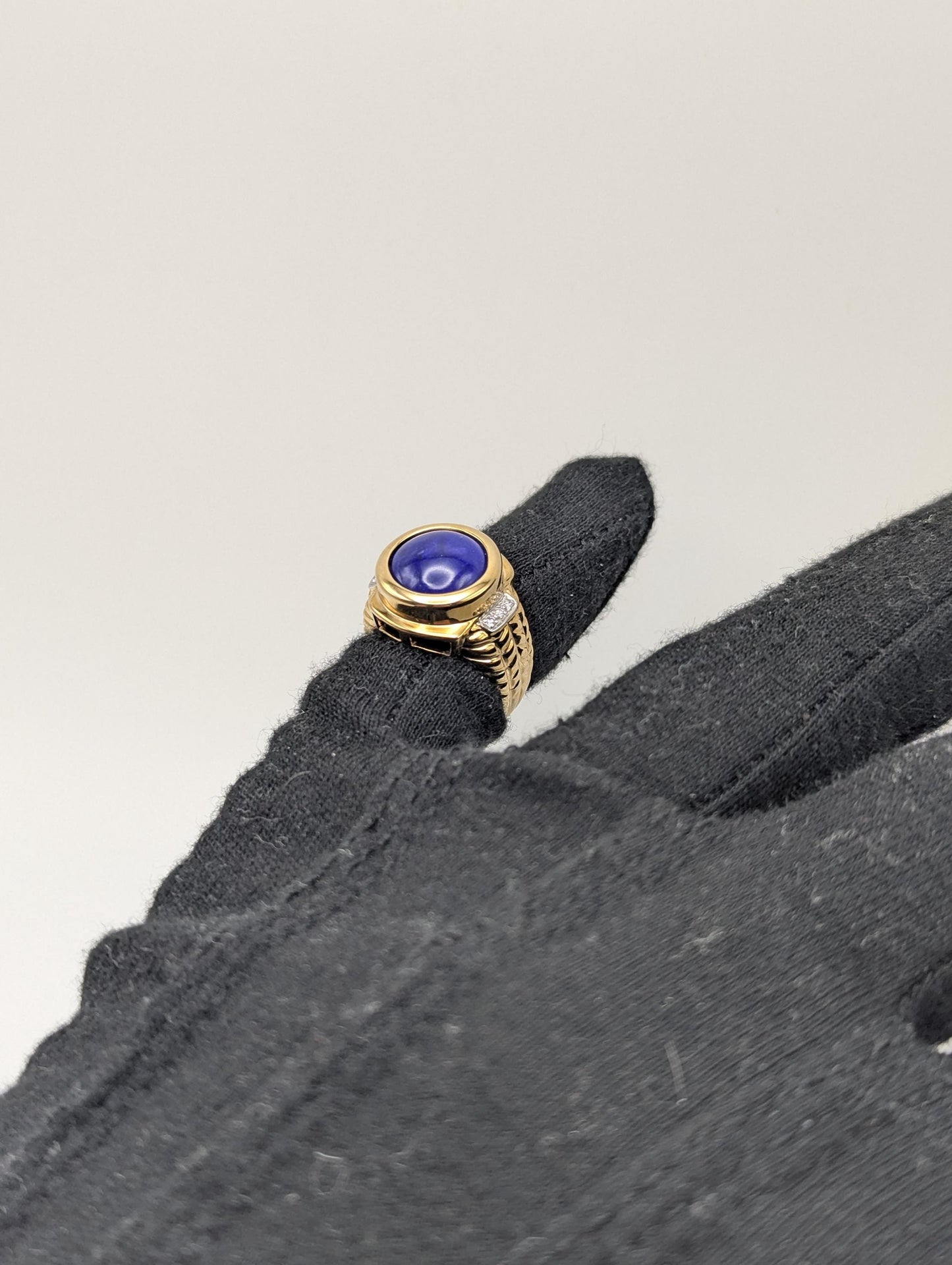 10k Yellow Heavy 6gr Lapis Lazuli Diamond Statement Ring Pinky Signet Ring