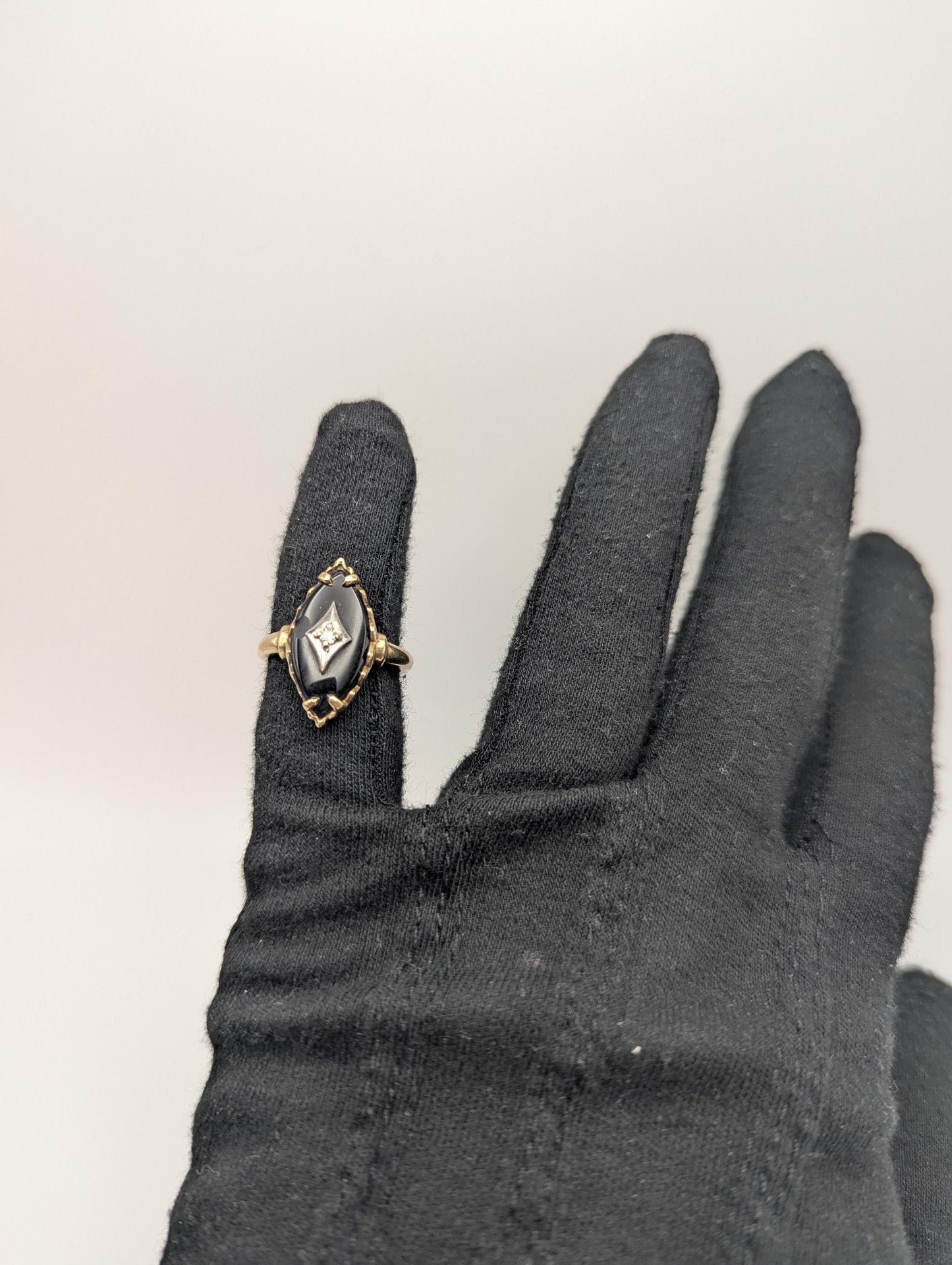 Vintage 10k Art Deco Black Onyx Ring Midnight Statemen Ring Pinky