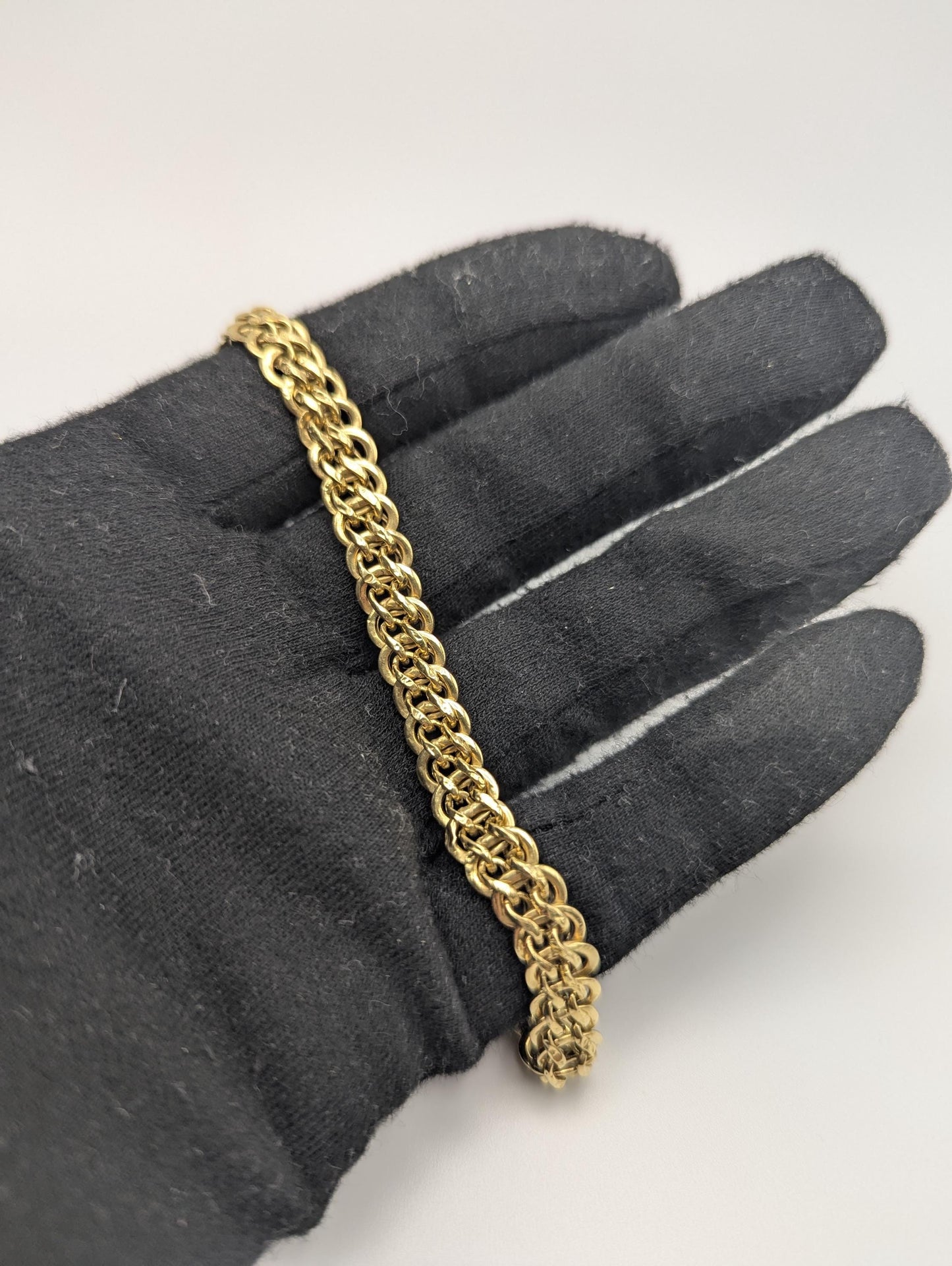 18k Yellow Gold ITALY Double 6.5 grams Link 8 mm Women Bracelet 7.5" Snake Chain Bracelet