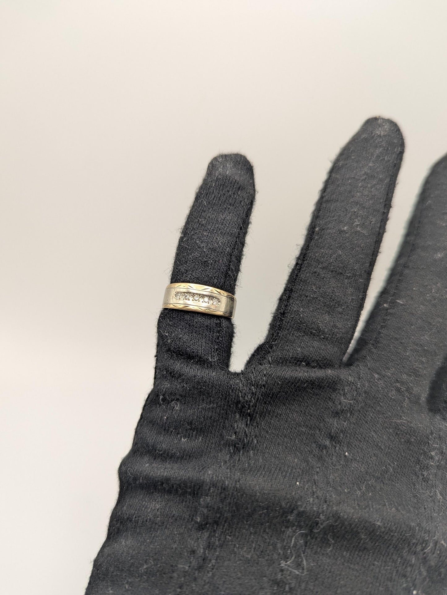 14k Multi Gold Diamond Wedding 6.4 mm Band White Gold Anniversary Ring