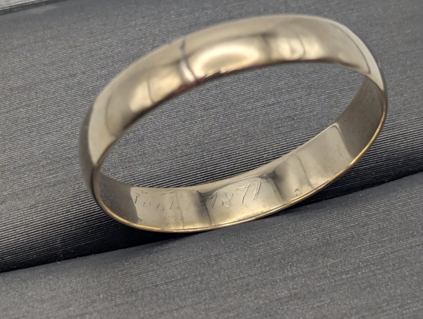 14k Antique 1871 Plain Comfort Fit 4mm Wedding Cigar Wide Band Ring Anniversary