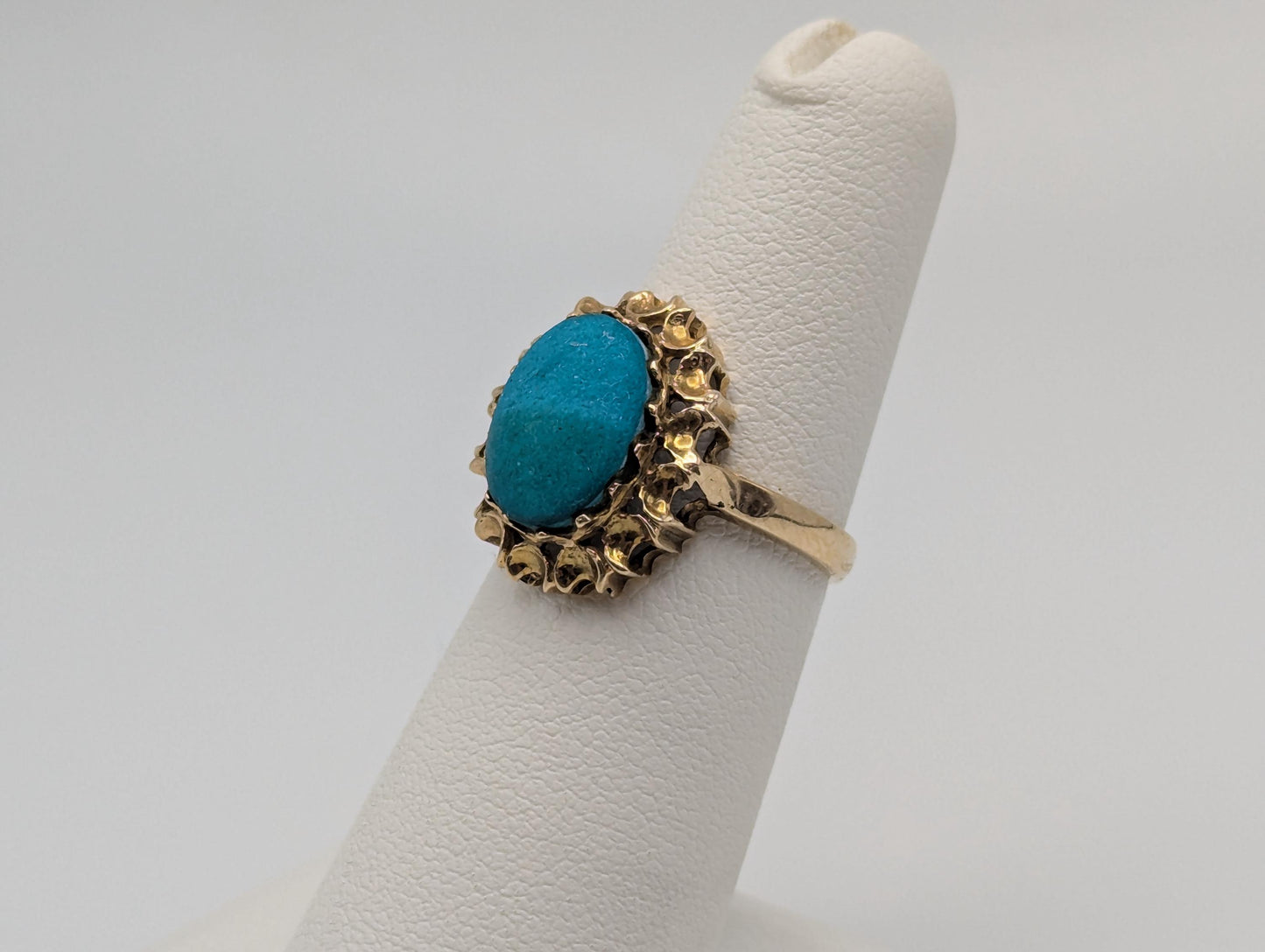 14k Yellow Gold Vintage Turquoise Cluster Ring Vintage Cocktail Ring