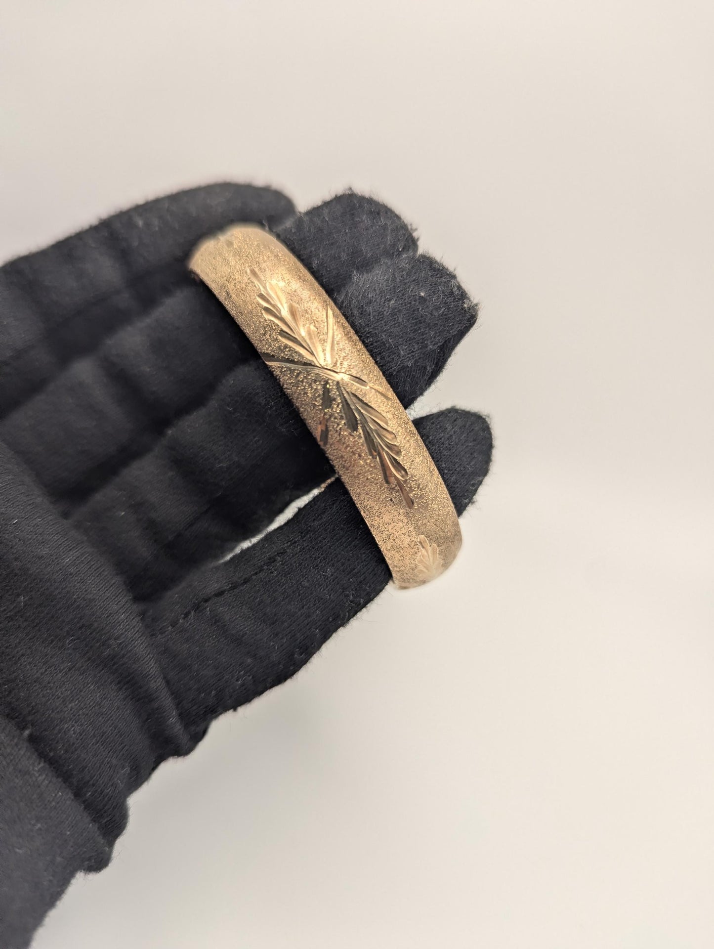 Large 10k Heavy Multi Gold X Etched Bangle 12.2mm Bracelet Design Solid Gold Women's Bangle
