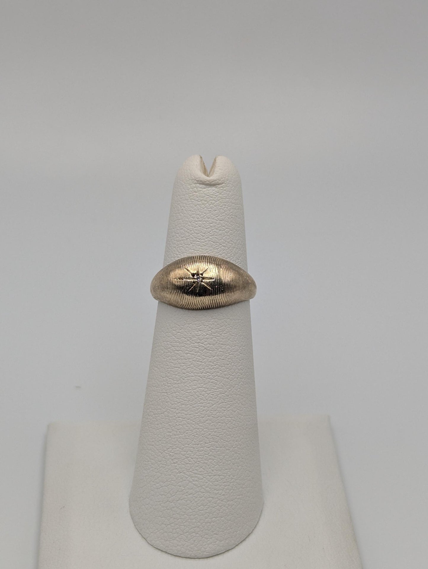 10k Yellow Solid Gold Textured Diamond Dome Style Ring Wide Wedding Band Ring