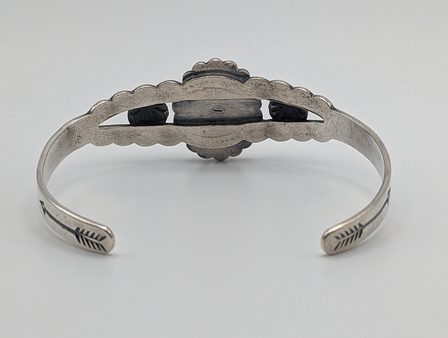 Vintage Silver Fred Harvey Turquoise Cuff Bracelet. Sterling Silver Turquoise Navajo Bracelet. Fred Harvey Turquoise Sterling Silver Cuff