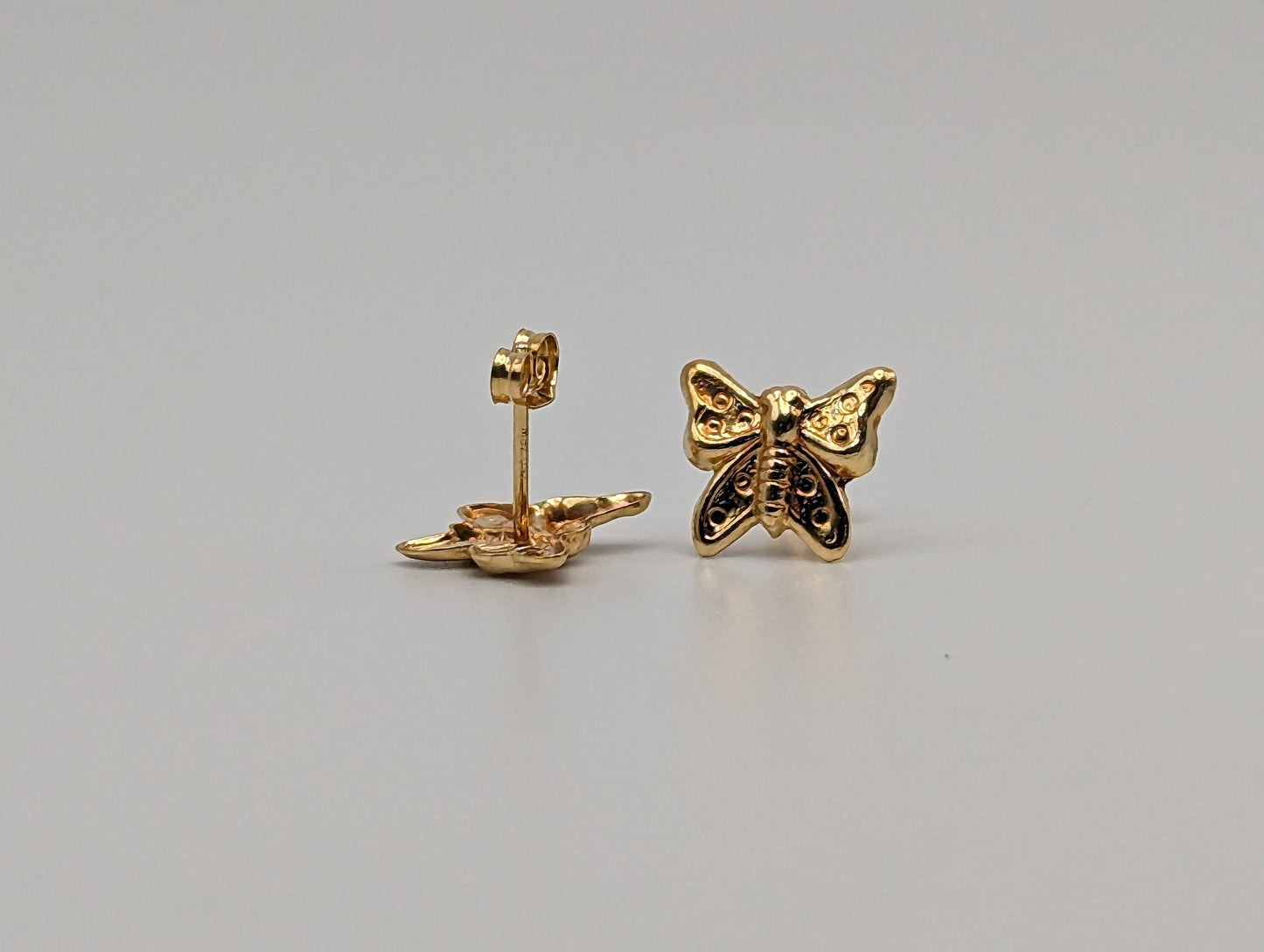 Dainty Butterfly Solid Gold 18K Yellow Gold Butterfly Stud Earrings