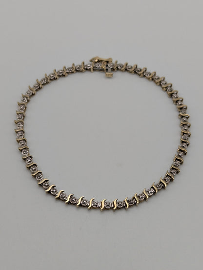 10k Yellow Gold Diamonds Bracelets Women Tennis Bracelet Chain 7"