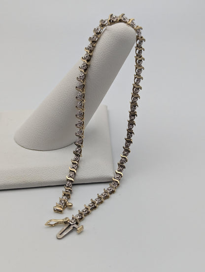10k Yellow Gold Diamonds Bracelets Women Tennis Bracelet Chain 7"