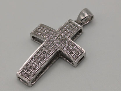 10K White Gold .43ctw Diamond Cross Pendant Crucifix Christian Pendant