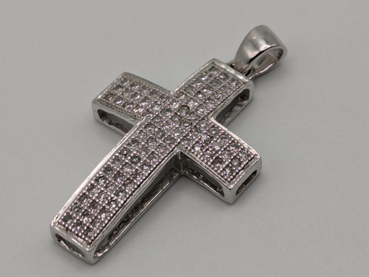 10K White Gold .43ctw Diamond Cross Pendant Crucifix Christian Pendant
