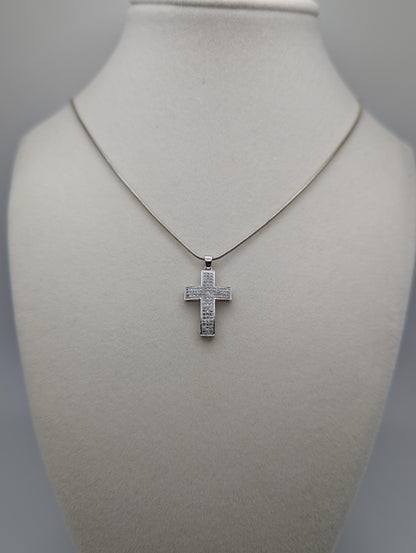 10K White Gold .43ctw Diamond Cross Pendant Crucifix Christian Pendant