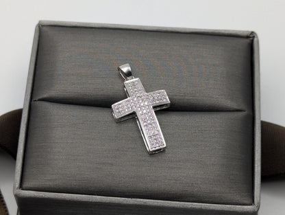 10K White Gold .43ctw Diamond Cross Pendant Crucifix Christian Pendant