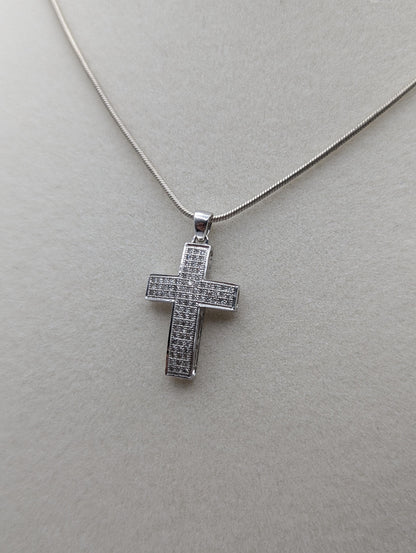 10K White Gold .43ctw Diamond Cross Pendant Crucifix Christian Pendant