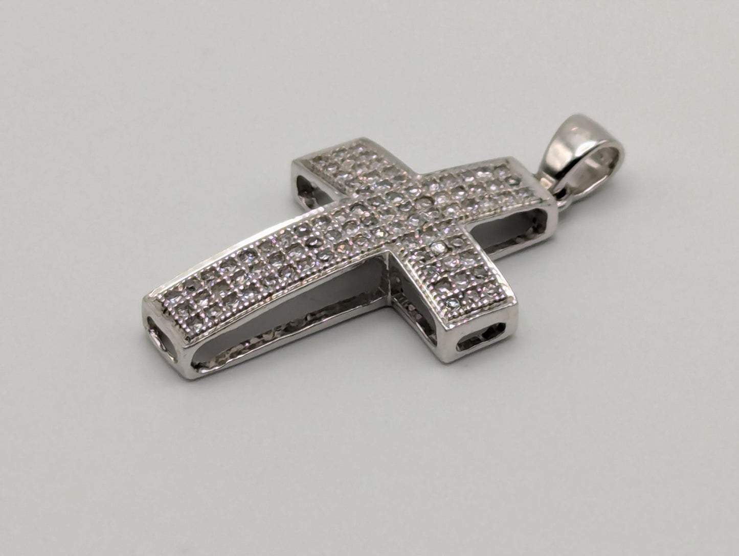 10K White Gold .43ctw Diamond Cross Pendant Crucifix Christian Pendant