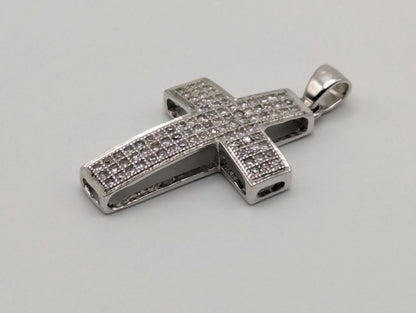 10K White Gold .43ctw Diamond Cross Pendant Crucifix Christian Pendant