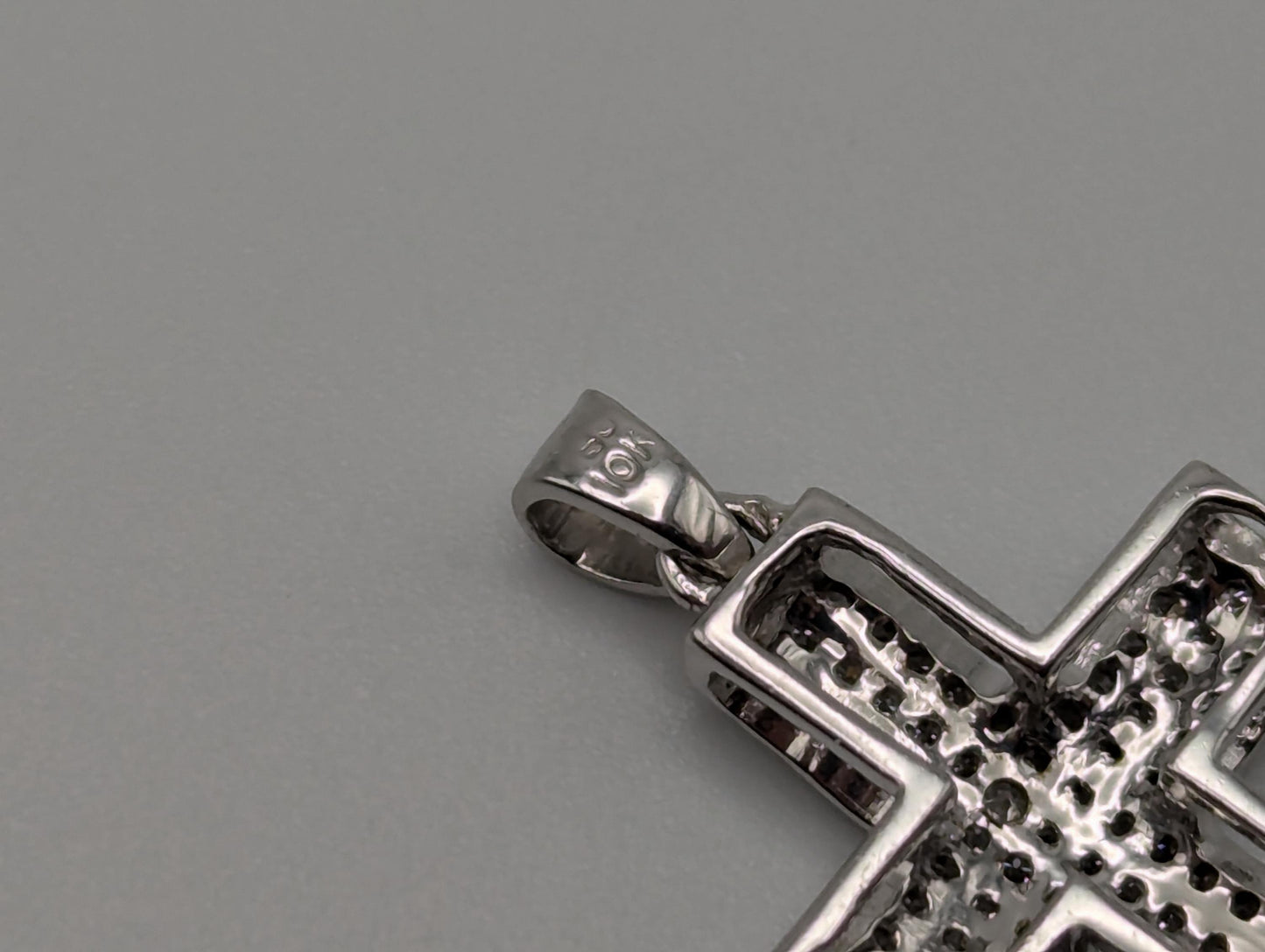 10K White Gold .43ctw Diamond Cross Pendant Crucifix Christian Pendant