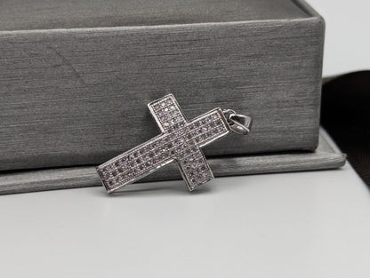 10K White Gold .43ctw Diamond Cross Pendant Crucifix Christian Pendant