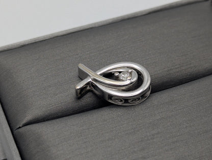 10K White Gold Diamond Tear Drop Pendant Diamond Pendant