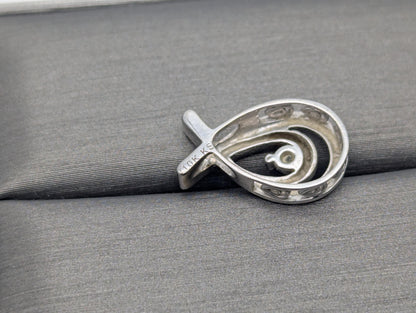 10K White Gold Diamond Tear Drop Pendant Diamond Pendant