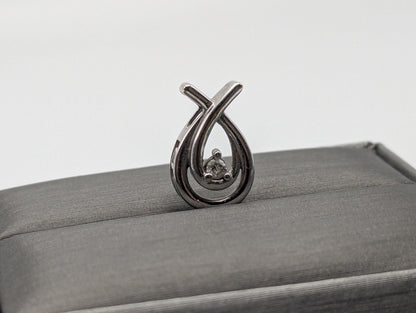 10K White Gold Diamond Tear Drop Pendant Diamond Pendant