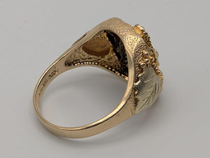10k 12k Black Hills Gold Heavy 9 gr Onyx Gold Flying Eagle Statement Ring Mens