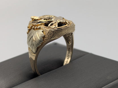 10k 12k Black Hills Gold Heavy 9 gr Onyx Gold Flying Eagle Statement Ring Mens