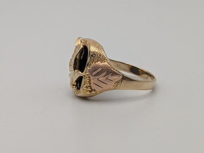10k 12k Black Hills Gold Heavy 9 gr Onyx Gold Flying Eagle Statement Ring Mens