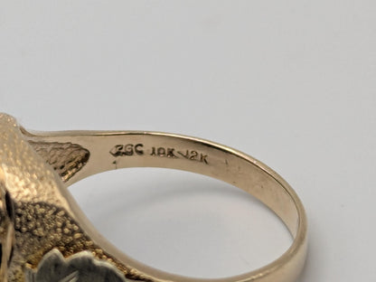 10k 12k Black Hills Gold Heavy 9 gr Onyx Gold Flying Eagle Statement Ring Mens
