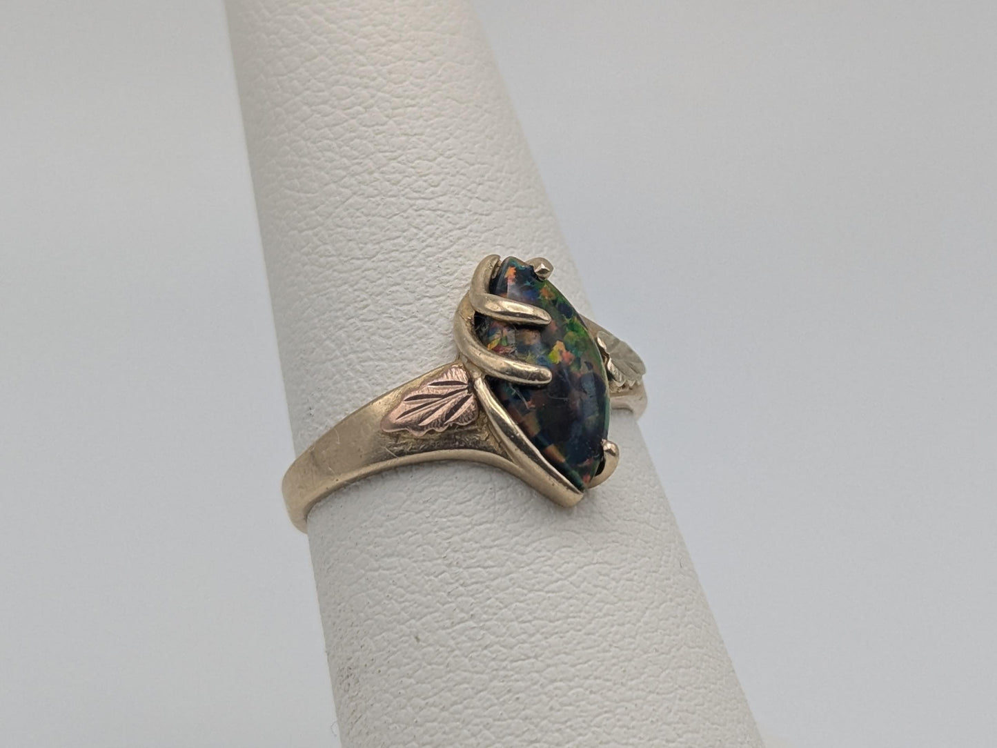 10k Black Hills Gold Fire Opal Vine Ring. Women's Black Hills Trio Gold Opal
