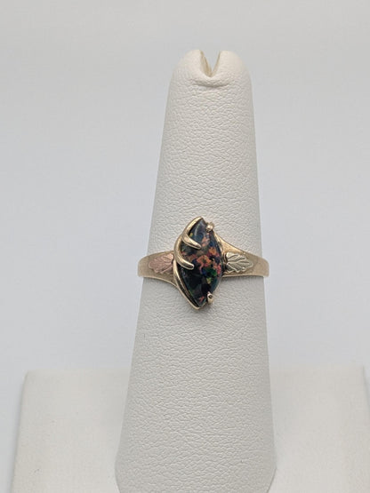 10k Black Hills Gold Fire Opal Vine Ring. Women's Black Hills Trio Gold Opal