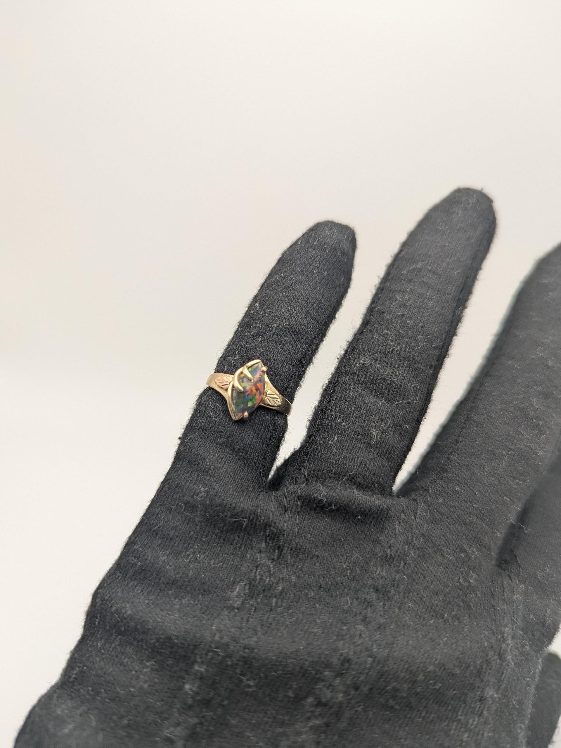 10k Black Hills Gold Fire Opal Vine Ring. Women's Black Hills Trio Gold Opal