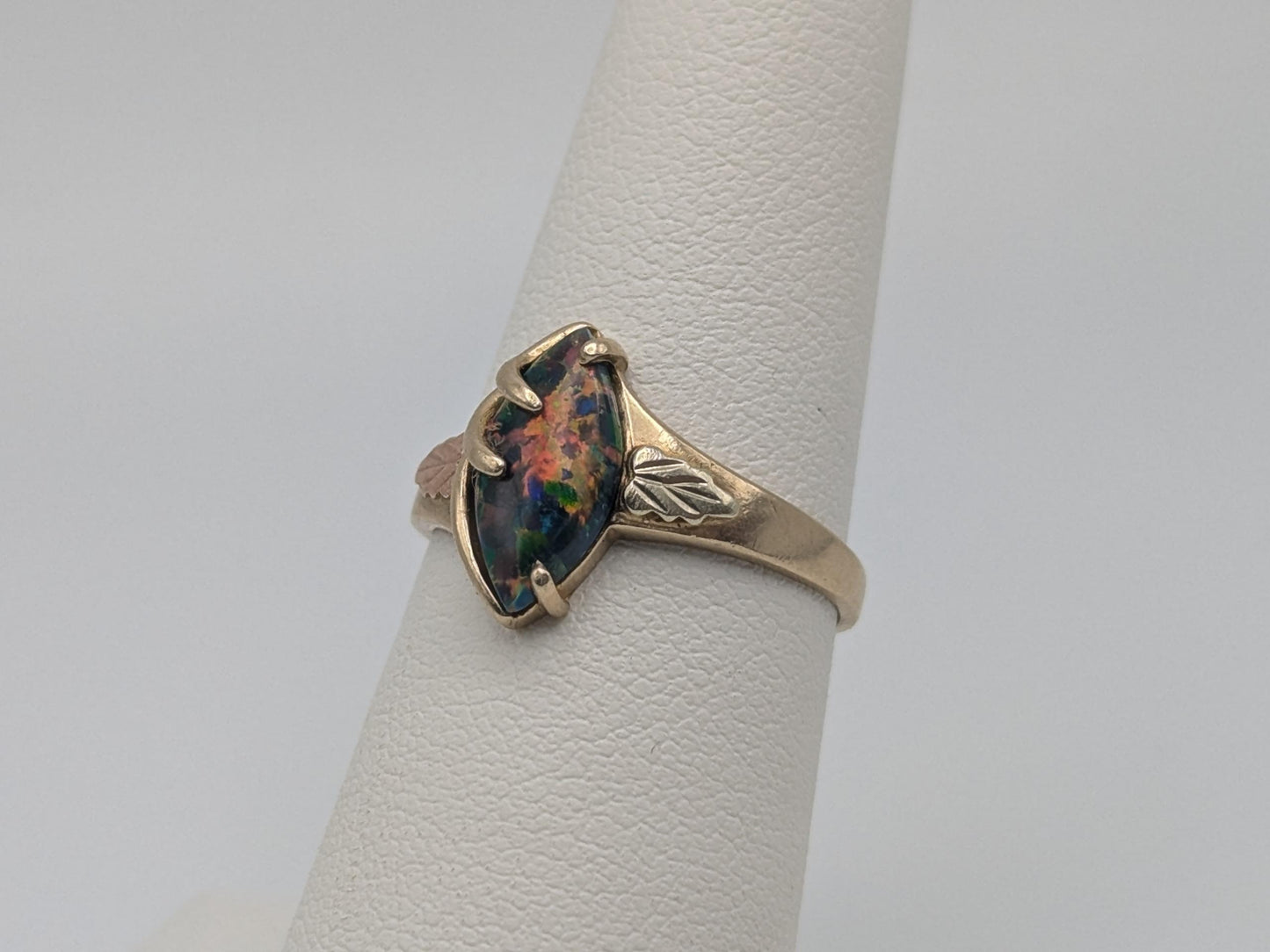 10k Black Hills Gold Fire Opal Vine Ring. Women's Black Hills Trio Gold Opal