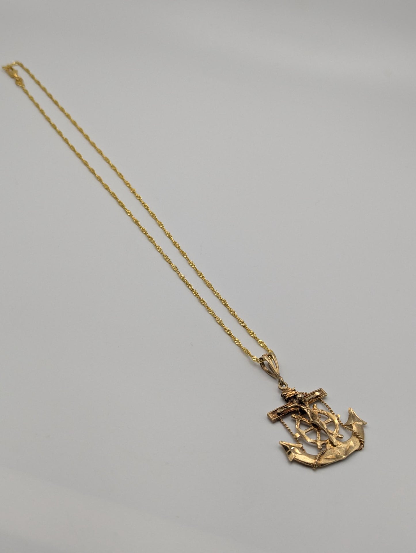 10k Heavy 5gr Jesus Christ Anchor Mariner Pendant + Complimentary 18k GF