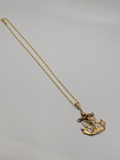10k Heavy 5gr Jesus Christ Anchor Mariner Pendant + Complimentary 18k GF