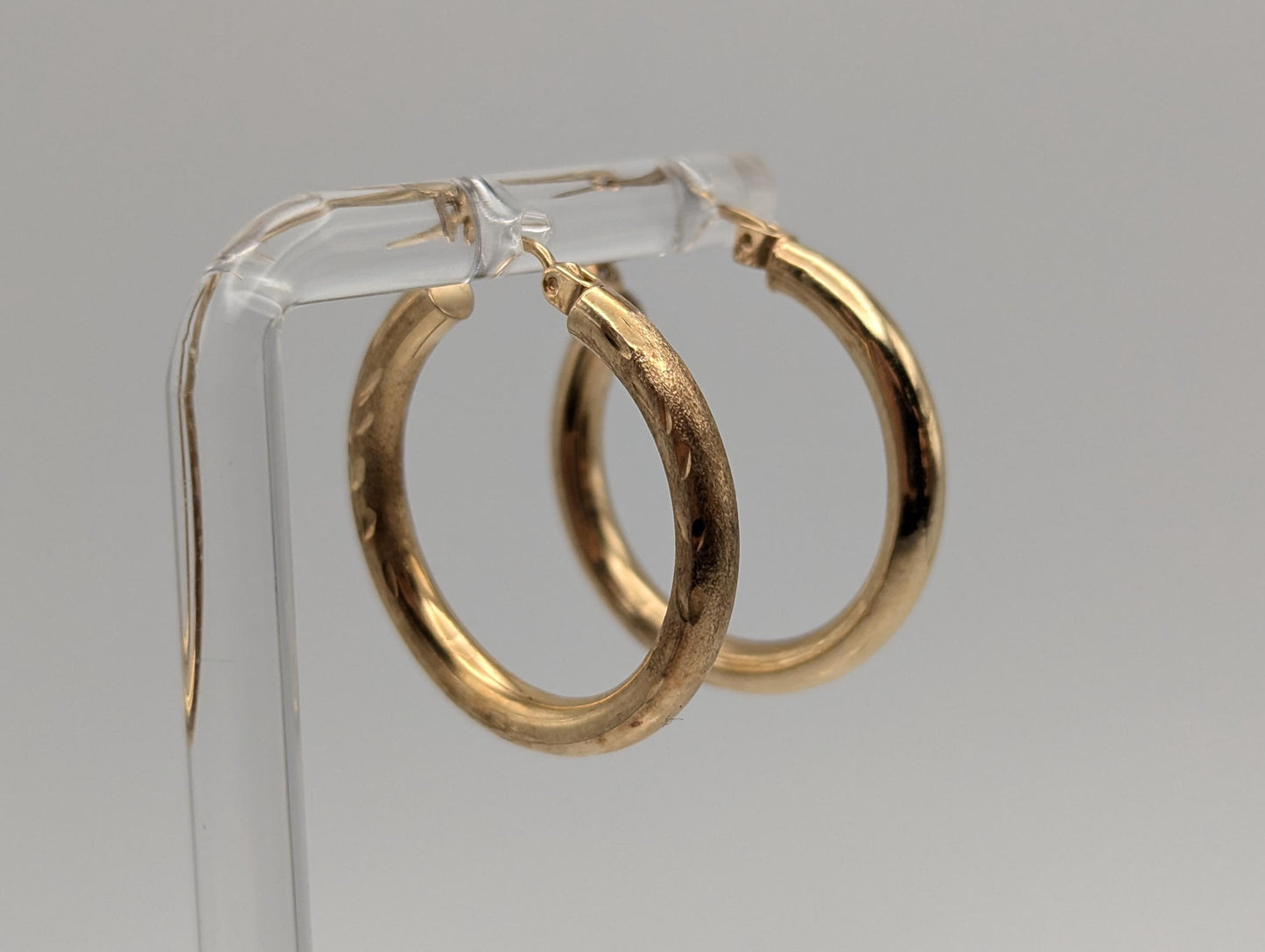 10k Large Vintage Gold Classic Etched Textured Hoop Earrings Gold Hoops Wheat