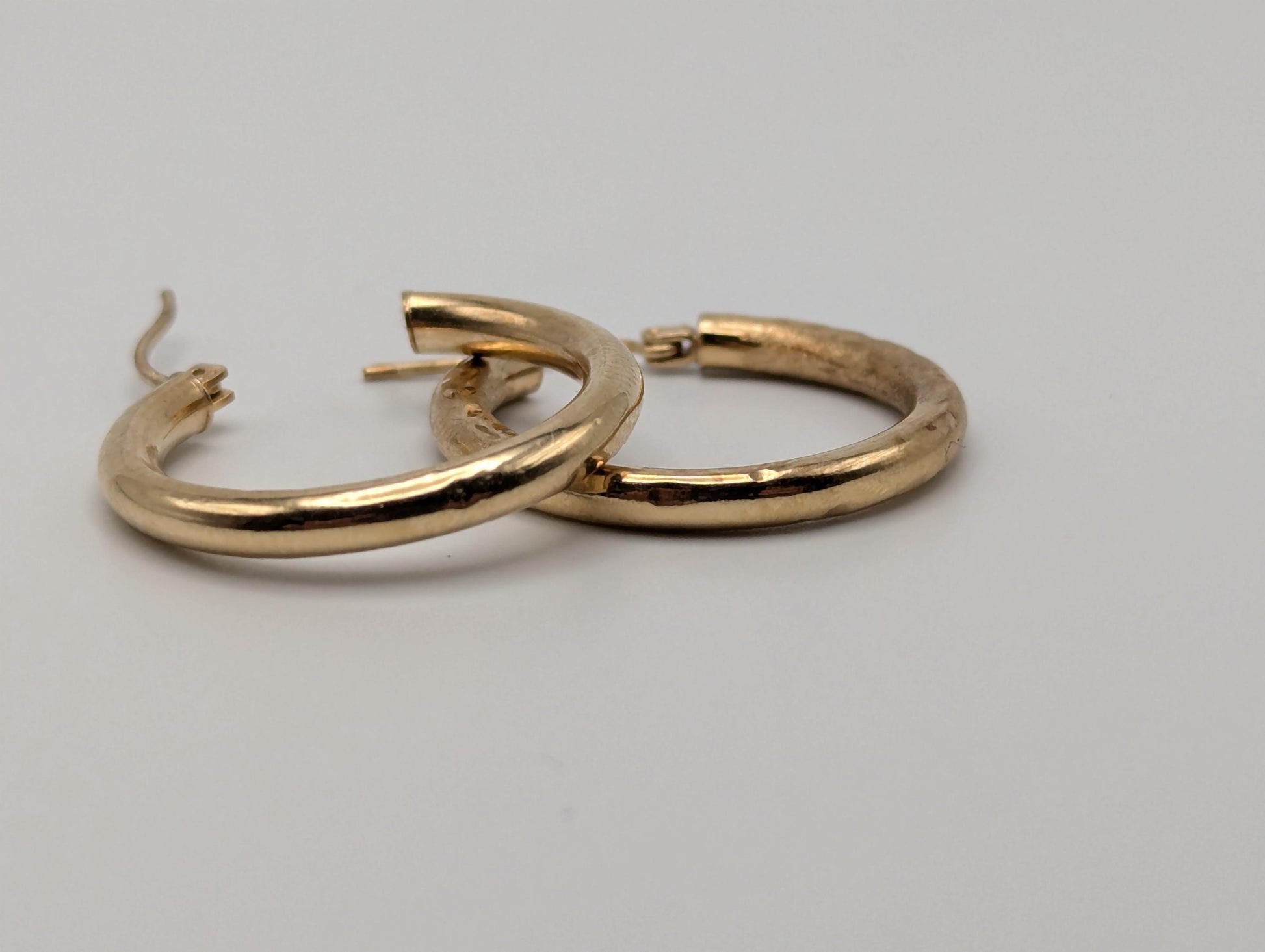 10k Large Vintage Gold Classic Etched Textured Hoop Earrings Gold Hoops Wheat