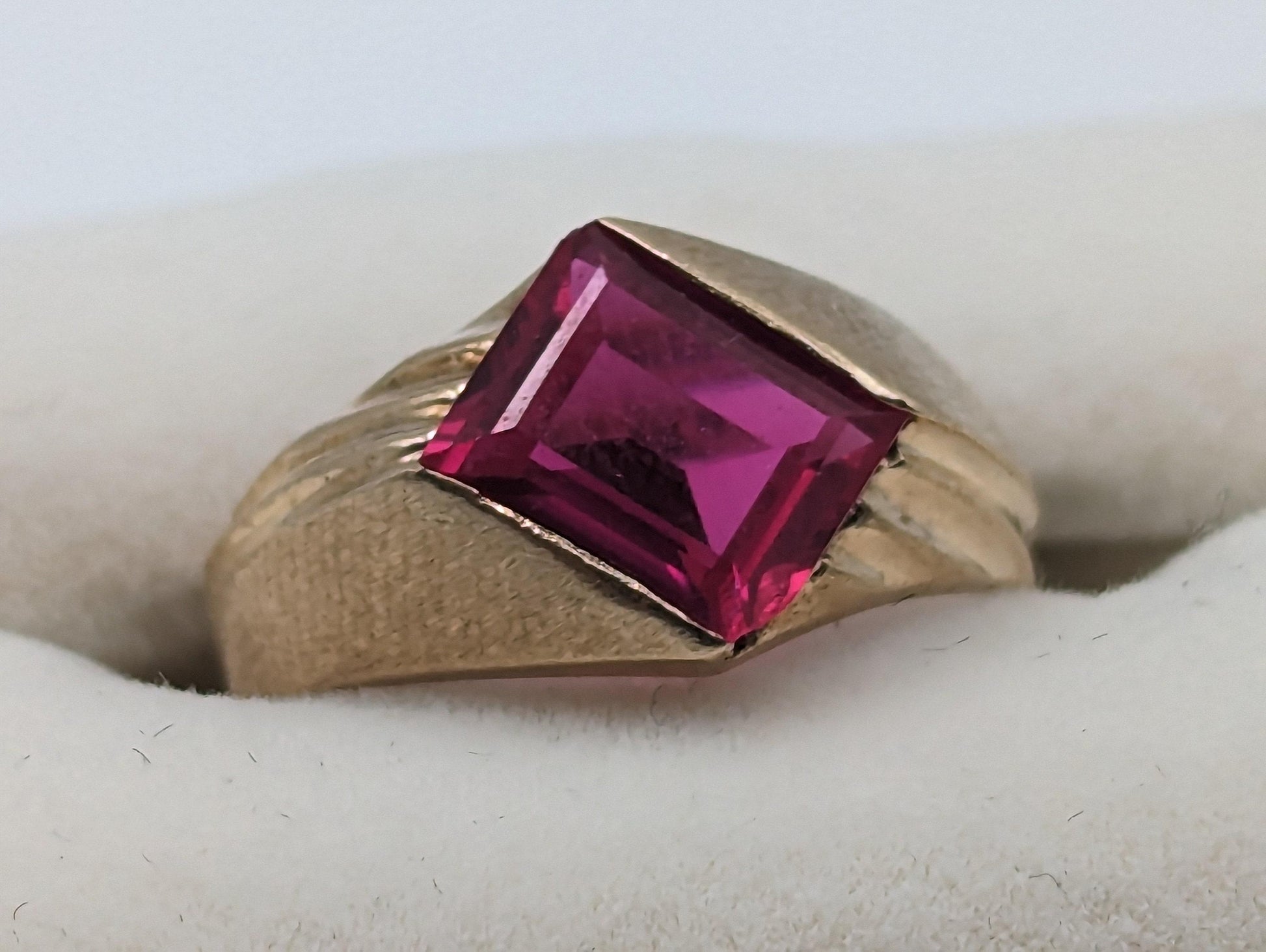 10k Ruby Ring. Emerald Cut Ruby Ring. LC Ruby Pinkie ring. Ruby Pinky ring.